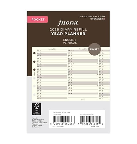 Filofax Pocket Jahrespl.cotton cr.(E)2026 von Filofax