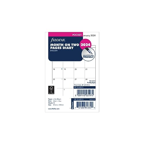 Filofax Taschenkalender 2024, Monat auf zwei Seiten, Englisch, weiß Filofax Taschenkalender 2024, Monat auf zwei Seiten, Englisch, weiß von Filofax