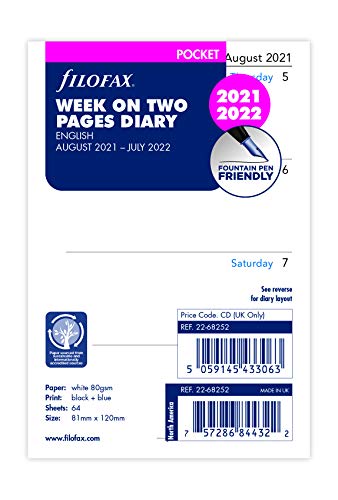 Filofax Taschenkalender 21. August - Juli 22 Seiten (81 x 120 mm) von Filofax