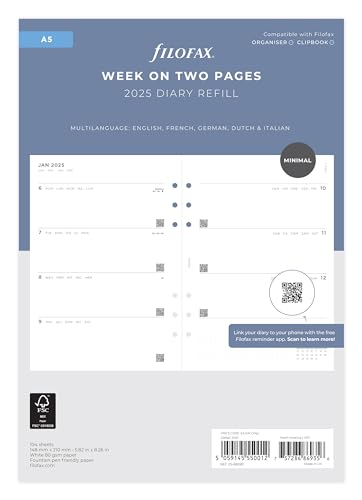 Filofax Terminplaner 2025, A5, 1 Woche auf 2 Seiten von Filofax