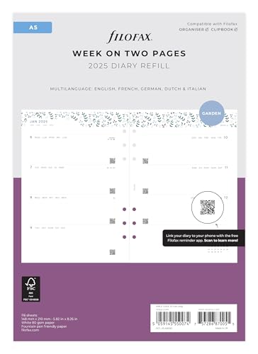 Filofax A5 Garden WTV Illustrated Diary Refill Pack 2025 von Filofax
