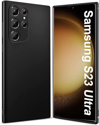 Filoto Soft Silikon Hülle für Samsung Galaxy S23 Ultra, Kameraschutz Stoßfest TPU Handyhülle, Anti-Fingerabdruck Unzerstörbare Starke Stoßfestigkeit Kratzfest Ultra Dünn Schutzhülle (Schwarz) von Filoto