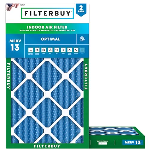 Filterbuy 12 x 24 x 2 Luftfilter MERV 13 Optimal Defense (2er-Pack), plissierter HVAC AC Ofen Luftfilter Ersatz (tatsächliche Größe: 29 x 23,38 x 1,75 Zoll) von FilterBuy