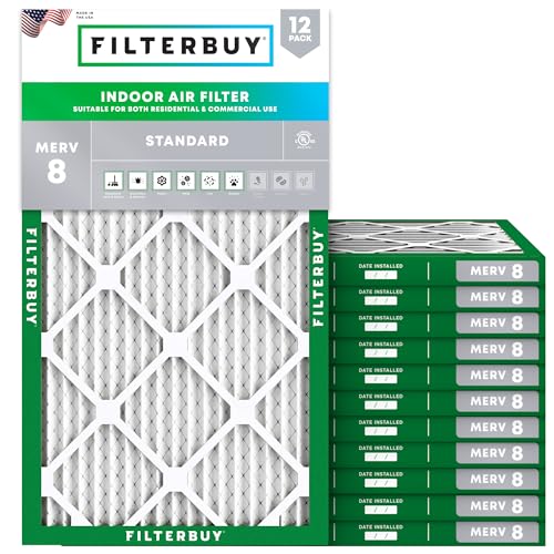 Filterbuy 14 x 24 x 1 Luftfilter MERV 8 Staubschutz (12er-Pack), plissierter HVAC AC Ofen Luftfilter Ersatz (tatsächliche Größe: 13.38 x 23.38 x 0.75 zoll) von FilterBuy