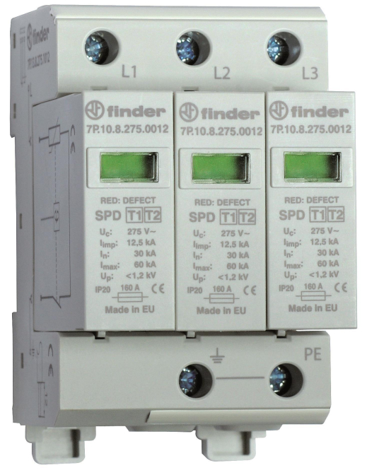 Finder ÜSS-Ableiter 7P.13.8.275.1012 Typ 1 Varistor zw.L1 L2 L3-PEN 3ph. TN-C Finder ÜSS-Ableiter 7P.13.8.275.1012 Typ 1 Varistor zw.L1 L2 L3-PEN 3ph. TN-C von Finder GmbH