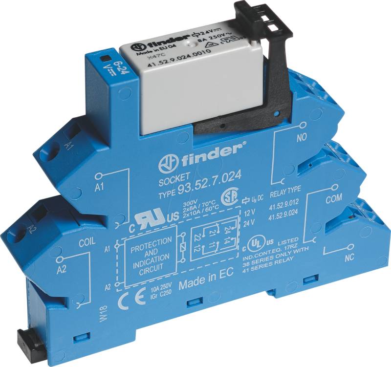 FIN 38.62.7 24V1 - Koppelrelais, 2 Wechsler, 24 V DC sensitiv von Finder