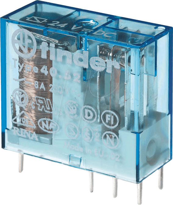 FIN 40.52.7 12V - Steck-Printrelais, 2 CO, 8 A, 12 V DC sensitiv von Finder