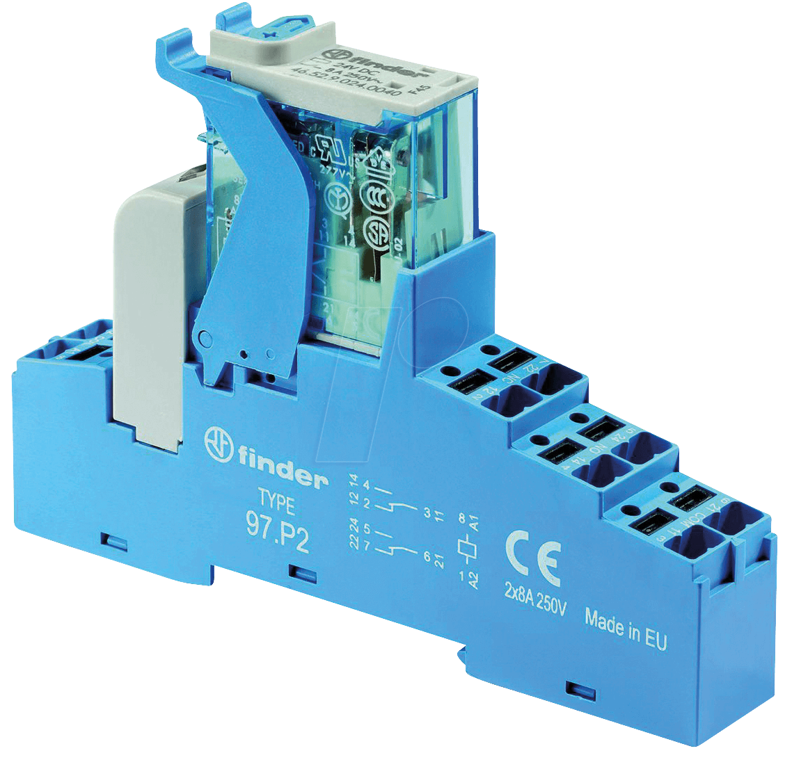 FIN 4C.P2.9 24V - Koppelrelais - Push-In, 2 Wechsler, 24 V DC von Finder