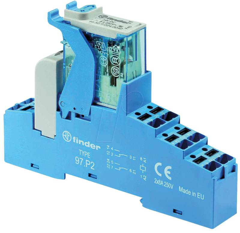 FIN 4C.P2.9 24V - Koppelrelais - Push-In, 2 Wechsler, 24 V DC von Finder