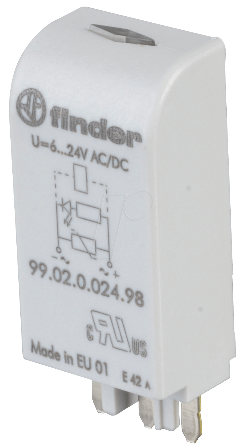 FIN 99.02.0 24V - LED+Varistormodul für FIN 95.03/05, 97.01/02, bl von Finder