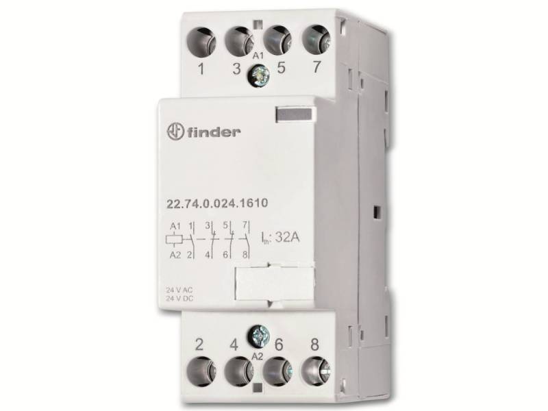FINDER Installationsschütz 230 V, 32 A, 4 Schließer, 22.74.0.230.1310 von Finder
