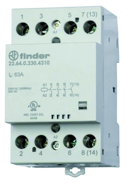 Finder 22.64.0.230.4310 Schütz, 4S, 63A 230V Finder 22.64.0.230.4310 Schütz, 4S, 63A 230V von Finder
