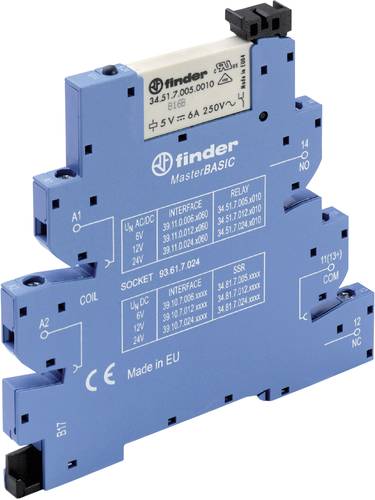 Finder 39.11.0.012.0060 Koppelrelais 12 V/DC, 12 V/AC 6A 1 Wechsler Tray 10St. von Finder