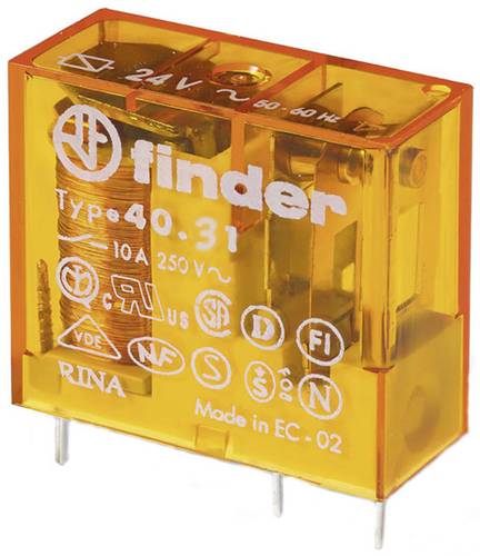 Finder 40.31.8.024.0000 Printrelais 24 V/DC 10A 1 Wechsler 50 St. Tray von Finder