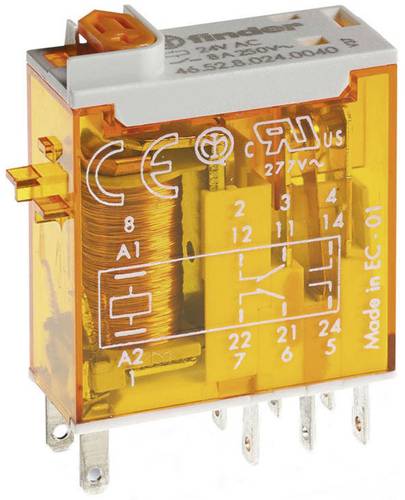 Finder 46.52.8.024.0040 Steckrelais 24 V/AC 8A 2 Wechsler 10 St. Tray von Finder