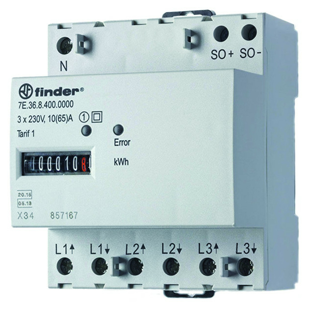 Finder 7E.36.8.400.0010 3-Phasen-Energiezähle Finder 7E.36.8.400.0010 3-Phasen-Energiezähle von Finder