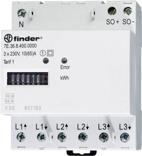 Finder 7E.36.8.400.0010 Drehstromzähler mechanisch 65A MID-konform: Ja 1St. Finder 7E.36.8.400.0010 Drehstromzähler mechanisch 65A MID-konform: Ja 1St. von Finder