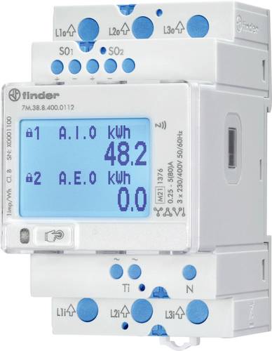 Finder 7M.38.8.400.0112 Zweirichtungs-Hutschienenzähler digital 80A 1St. von Finder