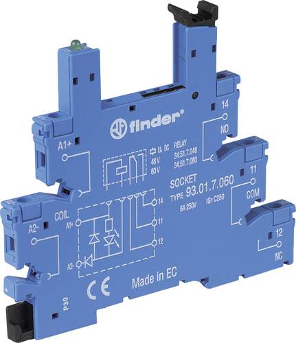 Finder 93.01.0.240 Relaissockel mit Haltebügel, mit LED, mit EMV-Entstörbeschaltung Passend für S von Finder