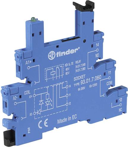 Finder 93.01.3.240 Relaissockel mit Haltebügel, mit LED, mit EMV-Entstörbeschaltung Passend für S von Finder