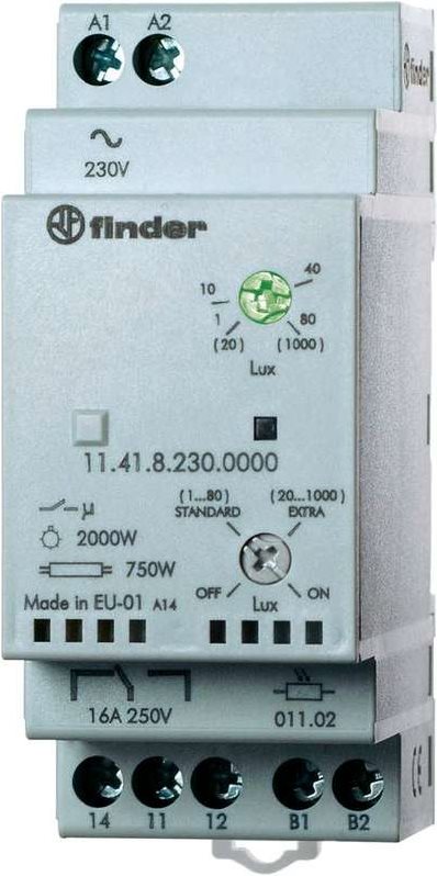 Finder Dämmerungsschalter für 35 mm DIN-Schiene, Serie 11.41.8.230 11.41.8.230.0000 (Standard/hoher Bereich) 1 - 80/30 - (11.41.8.230.0000) von Finder