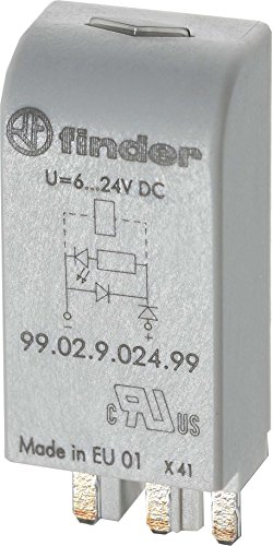 Finder EMV-Modul 99.02.9.024.99 LED+Freilaufdiode Steckmodul mit grüner Diode 6 DC, 0.2 W, 24 V, Grau, 1 Stück EMV-Modul von Finder