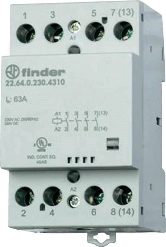 Finder Installationsschütz 22.64.0.024.4310 4 Schließer (30/110/220 V) 63/4/1,2 A (22.64.0.024.4310) von Finder