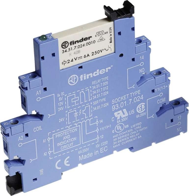 Finder Koppel-Baustein, Serie 38 (6,2 mm breit) 38.51.0.024.5060 1 Wechsler 6 A 1 St. (38.51.0.024.5060-1) von Finder