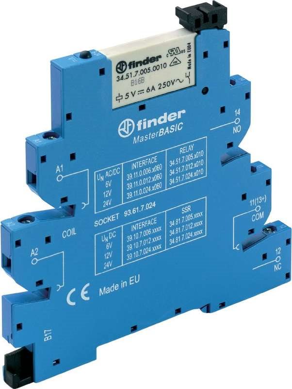 Finder MasterBasic schmales Koppelrelais für DIN-Schiene 39.11.0.024.5060 1 Wechsler 6 A 1 St. (39.11.0.024.5060) von Finder