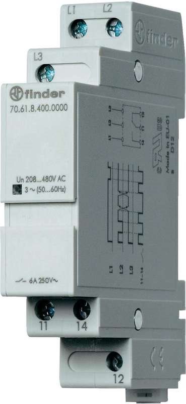 Finder Netzüberwachungsrelais 70.61.8.400.0000 70.61.8.400.0000 3-Phasen-Netzüberwachung (208 - 480 V/AC), Phasenfolge (70.61.8.400.0000) von Finder
