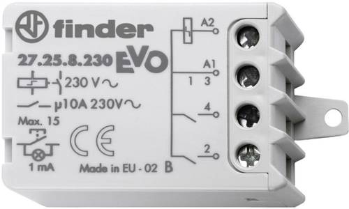 Finder Stromstoß-Schalter Unterputz 27.25.8.230.0000 2 Schließer 230 V/AC 10A 2300 VA 1St. von Finder