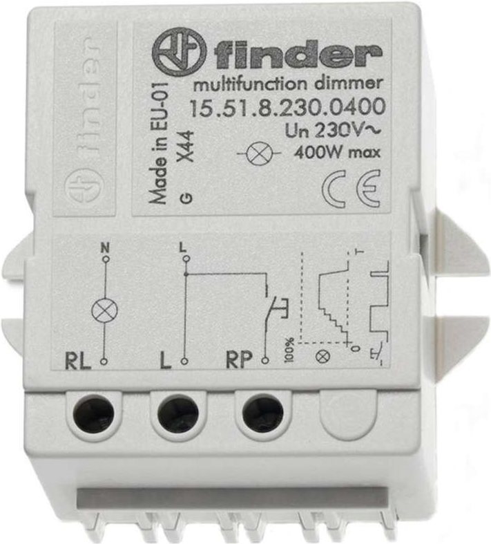 Finder Stromstoß-Schalter mit Dimmer, Serie 15.51.8.230 15.51.8.230.0400 230 V/AC 1 Schließer/Dimmer 230 V/AC Min. 15 W/ (15.51.8.230.0400) von Finder