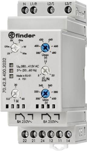 Finder Überwachungsrelais 380 - 415 V/AC 2 Wechsler 70.42.8.400.2032 Tray 5St. Finder Überwachungsrelais 380 - 415 V/AC 2 Wechsler 70.42.8.400.2032 Tray 5St. von Finder