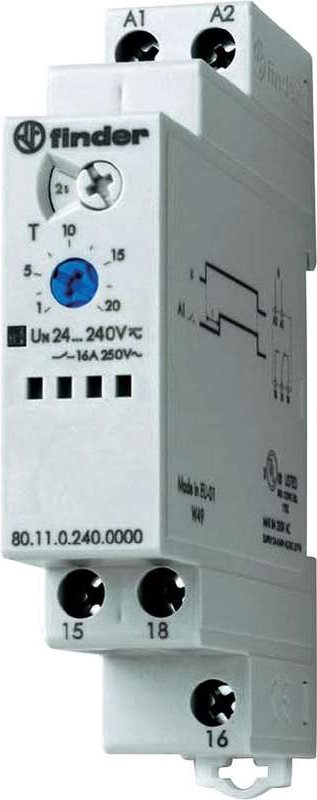 Finder Zeitrelais Einschaltverzögerung 80.11.0.240.0000 80.11.0.240.0000 24 - 240 V DC/AC 1 Wechsler 16 A 400 V/AC (AC1 (80.11.0.240.0000) von Finder