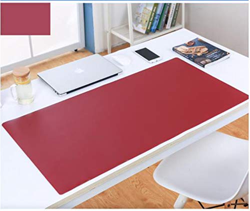 Multifunktionales Office Mauspad,hochwertige Tischauflage für Büro und Schule,abwischbar,rutschfest,Zweiseitig Nutzbar Wasserdichte Schreibtischunterlage aus PU Leder-Rot-80x40cm von Findm Store