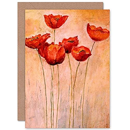 Fine Art Prints Grußkarte mit rotem Mohnblumen-Motiv, mit Umschlag im Inneren, Premium-Qualität von Fine Art Prints