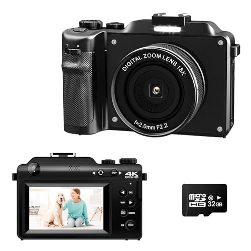 Fine Life Pro Digitalkamera, FHD 1080P, 48MP, 18X Digitalzoom, Anti-Shake, 3,0" LCD Kompaktkamera mit Zwei Kameras vorne und hinten, automatische Fokussierung und WiFi Anschluss von Fine Life Pro