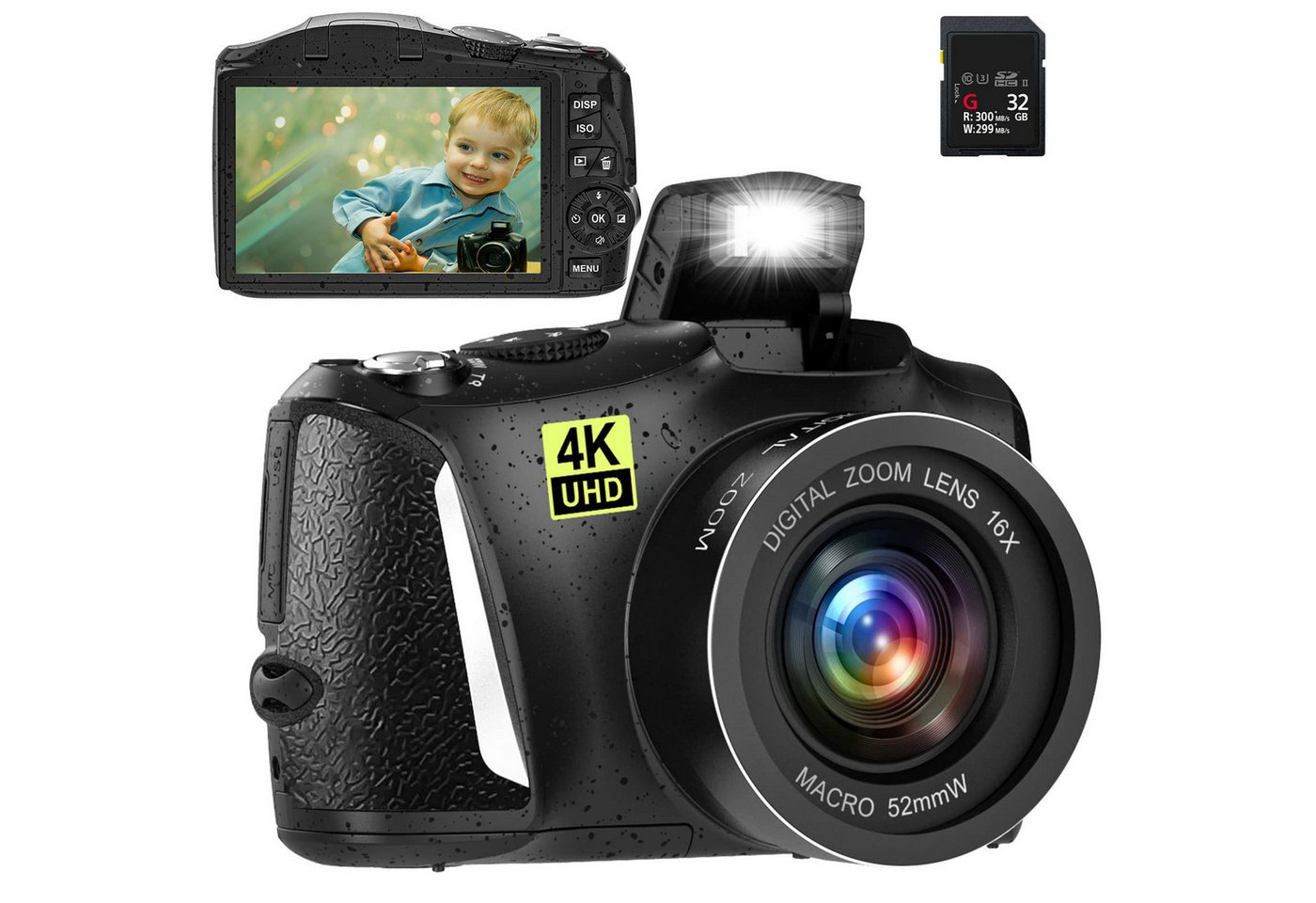 Fine Life Pro Digitalkamera 4K, 48MP Fotokamera mit 3.0 Bildschirm, Kompaktkamera (inkl. 16X Digitalzoom Kompaktkamera, 32GB TF-Karte, Geeignet für Anfänger in der Fotografie, Schwarz)" von Fine Life Pro