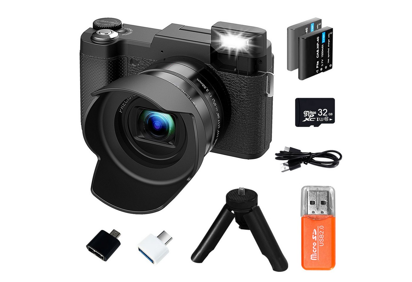 Fine Life Pro Digitalkamera 4K, 48MP Fotokamera mit 3.0 Bildschirm, Kompaktkamera Kompaktkamera (5x opt. Zoom)" von Fine Life Pro