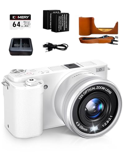 Fine Life Pro Digitalkamera 4K, 12X Optischer Zoom 64 Megapixel Fotokamera, optischer Bildstabilisator Vlog Kamera and WLAN, 2 Ladegerät, 64GB TF-SD Weitwinkelokular und Makroobjektiv von Fine Life Pro