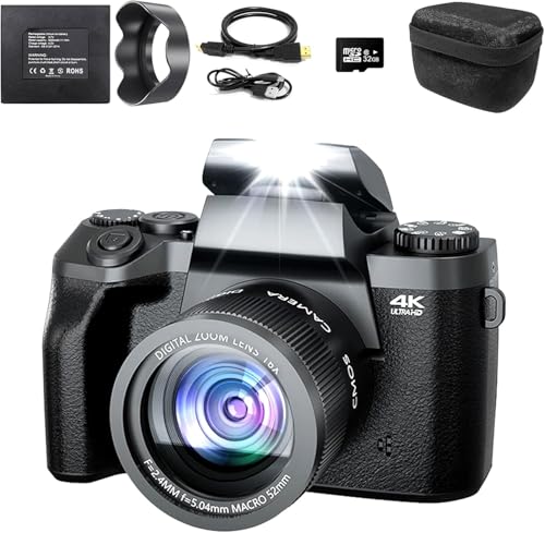 Fine Life Pro Digitalkamera 4K 64MP Fotokamera mit 4.0" Touchscreen, 16X Digitalzoom Kompaktkamera Mit Selfie-Frontkamera für Anfänger mit WiFi, mit Kameratasche, Haube, 32GB TF-Karte Fine Life Pro Digitalkamera 4K 64MP Fotokamera mit 4.0" Touchscreen, 16X Digitalzoom Kompaktkamera Mit Selfie-Frontkamera für Anfänger mit WiFi, mit Kameratasche, Haube, 32GB TF-Karte von Fine Life Pro