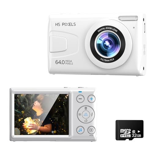 Fine Life Pro Digitalkamera Fotokamera FHD 1080P, 64MP, 18X Digitalzoom, Anti-Shake, 3,0" LCD Kompaktkamera mit 32GB SD Karte für Kinder, Anfänger, Jungen and Mädchen von Fine Life Pro