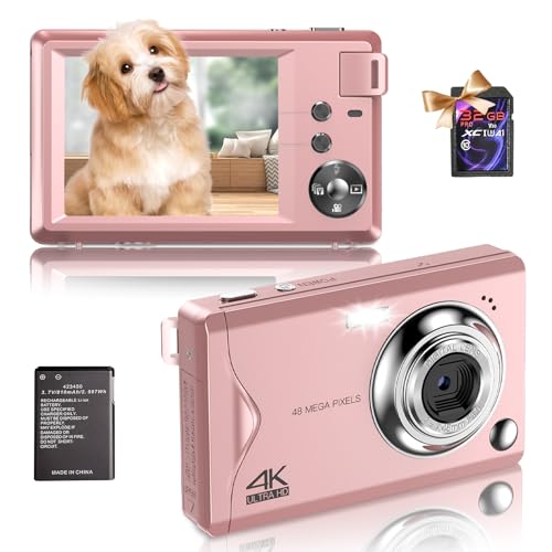 Fine Life Pro Digitalkamera Fotokamera Kompaktkamera mit 32GB Karte, 48MP 1080P HD Fotoapparat 2,4 '' LCD 16X Digital Zoom Wiederaufladbare Kamera für Kinder, Teenager, Anfänger, Jungen, Mädchen von Fine Life Pro