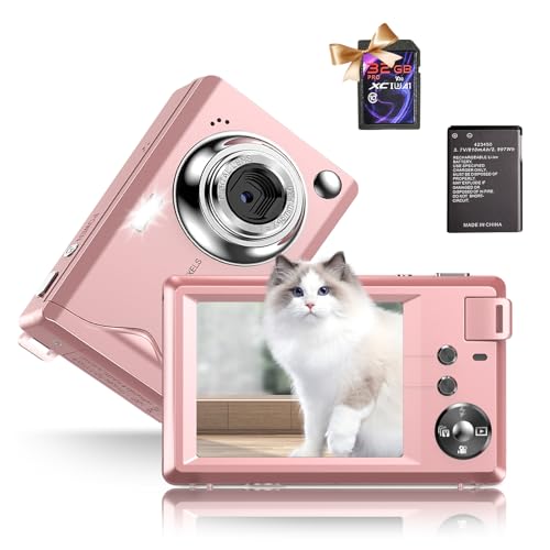 Fine Life Pro Digitalkamera 4K FHD Fotoapparat 48MP Fotokamera Kompaktkamera mit 16X Digitalzoom LED Fill Light Bildstabilisierung Mini Selfie Kamera Tragbare mit 32GB Karte für Anfänger von Fine Life Pro