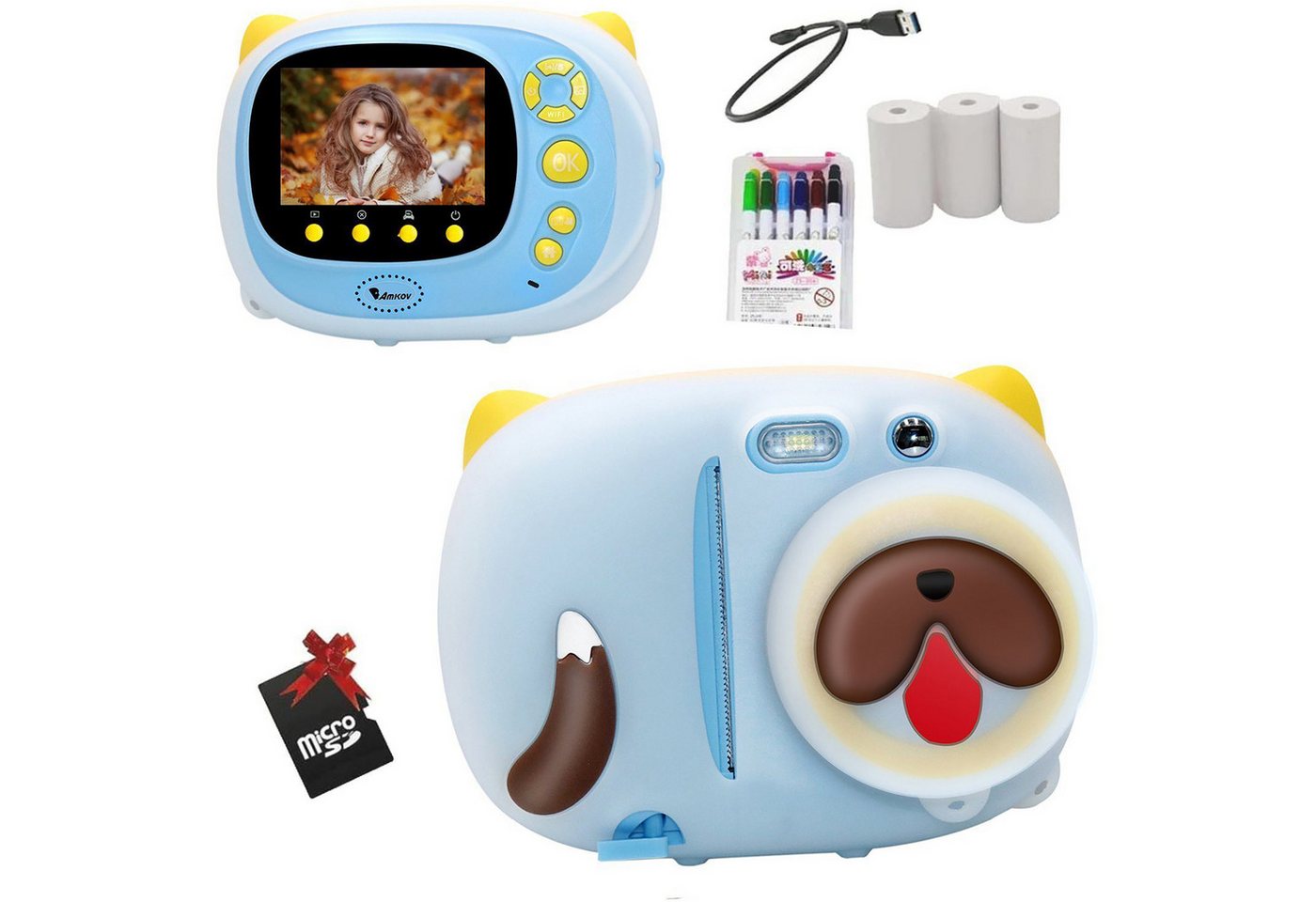 Fine Life Pro Sofortbildkamera Kinder DigitalKamera 1080P Videokamera Kinderkamera Kinderkamera (inkl. inkl. Kinder Kamera Drucken Schwarzweiß Foto mit Pinselstift, Kinder Digitalkamera mit 32GB SD-Karte, Geschenk für Kinder) von Fine Life Pro