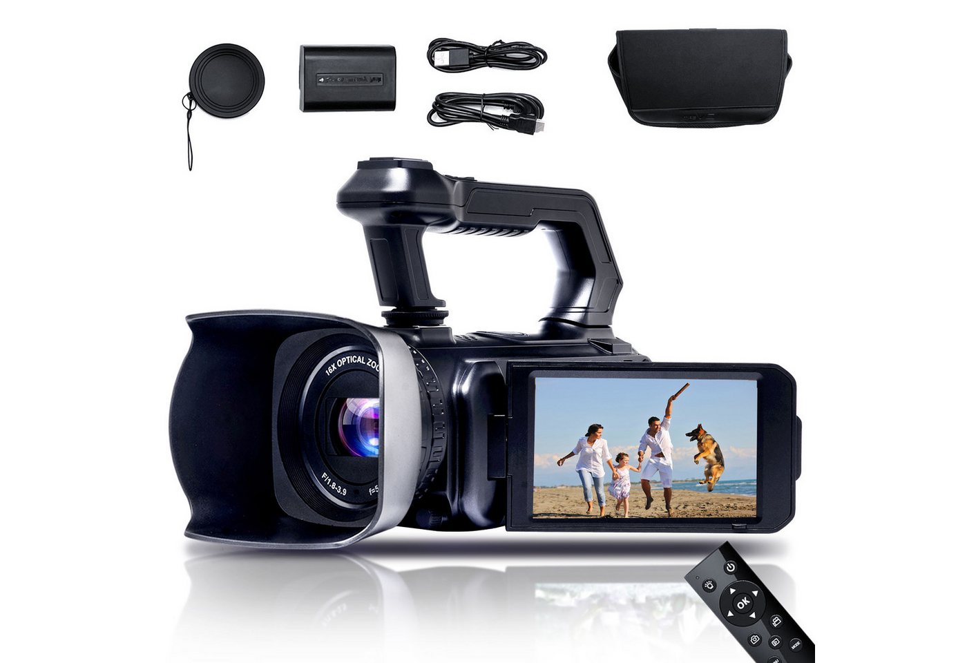Fine Life Pro Videokamera mit 16-fachem optischem Zoom, Videokamera (16x opt. Zoom, Nachtsicht und Bildstabilisierung - Full-HD-Kameras) von Fine Life Pro