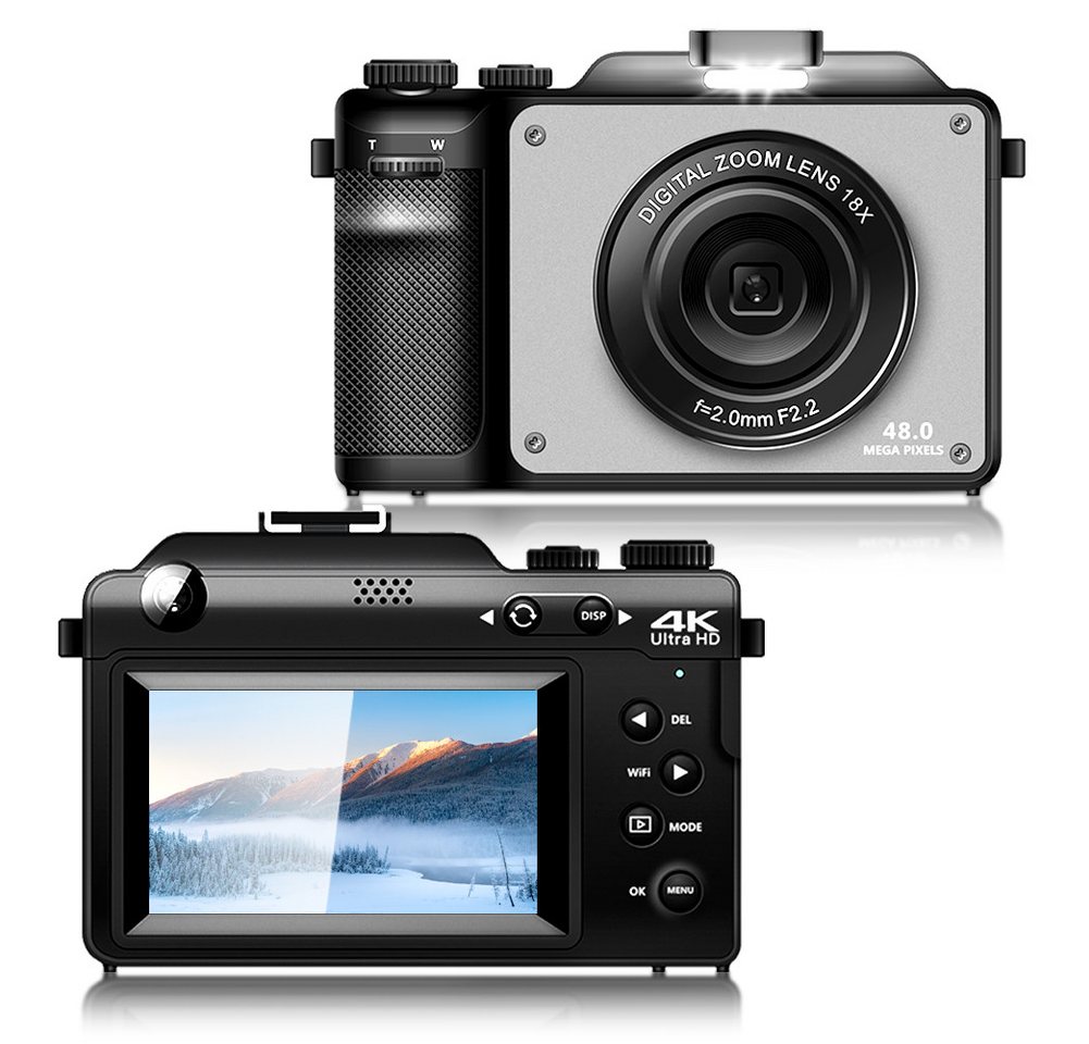 Fine Life Pro X9 Kompaktkamera (48 MP, WLAN (Wi-Fi), Fotokamera mit Front- und Rückobjektiv, 8 integrierte Farbfilter) von Fine Life Pro