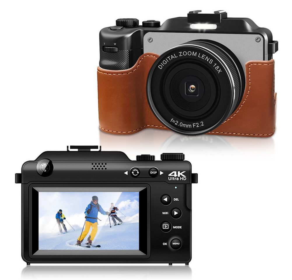 Fine Life Pro X9 mit Kameratasche Kompaktkamera (48 MP, WLAN (Wi-Fi), Digitalkameras mit Front- und Rückobjektiv für Mädchen und Damen) von Fine Life Pro