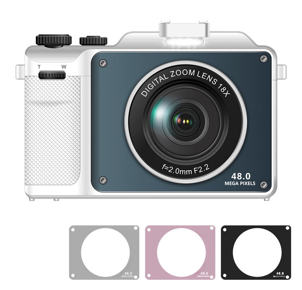 Fine Life Pro X9-updated Kompaktkamera (56 MP, WLAN (Wi-Fi), inkl. 64 GB TF-Karte und 3 Ersatzpanels, 4K 56 MP Fotokamera mit Front- und Rückobjektiv) von Fine Life Pro