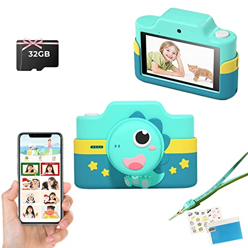 Kinderkamera, 48MP 1080P WiFi Digitalkamera Kinder mit 3 Zoll Berührbarem Bildschirm, 32GB TF-Karte, Datenkabel-Schlüsselband, Dual Kamera, Geschenk für Kinder von Fine Life Pro